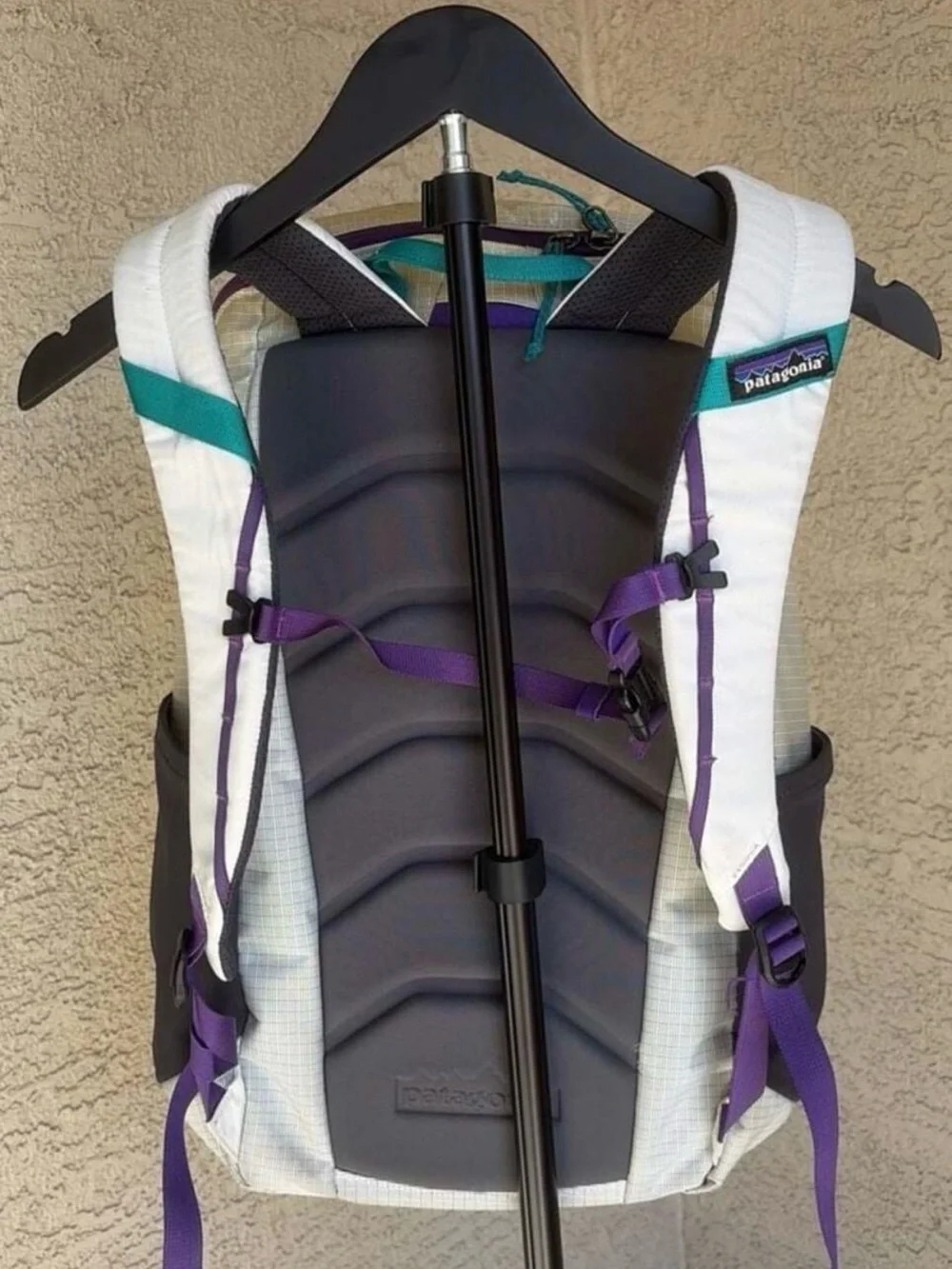 Retired Patagonia White Backpack with Purple & Teal Accents